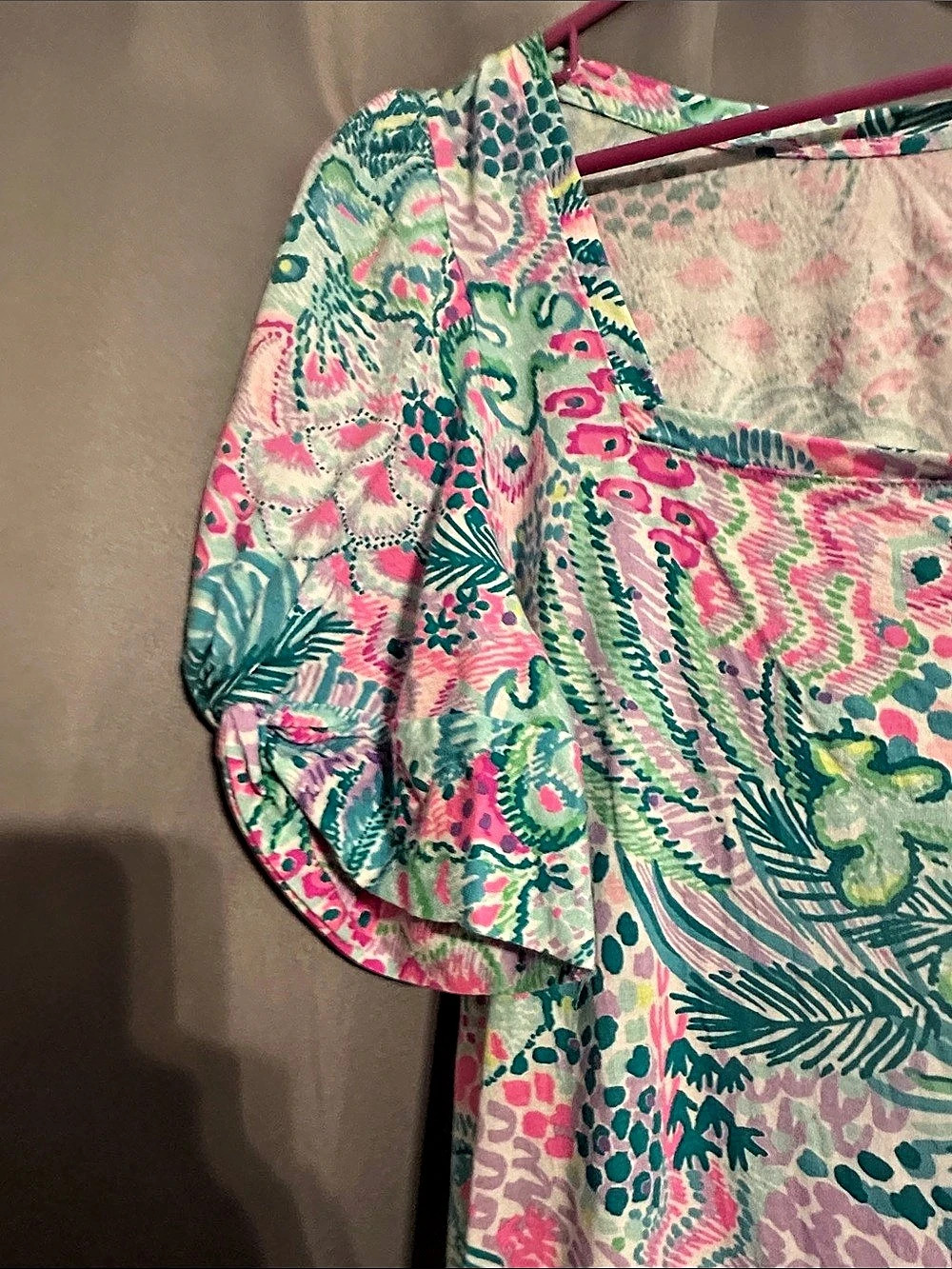 Lilly Pulitzer Floral Mini Dress in Pink & Green Like New - Picture 6 of 6